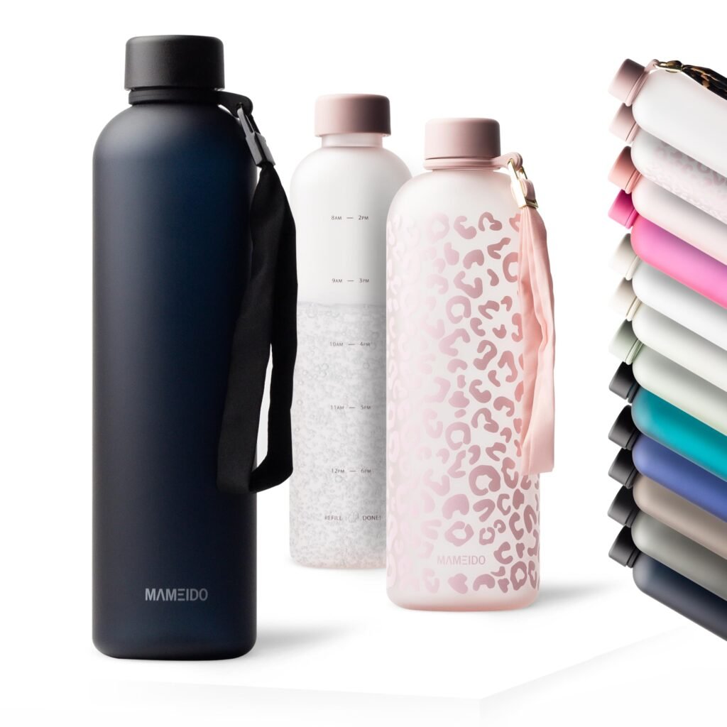 MAMEIDO Botella agua a prueba de fugas 1 l (Rich Black)