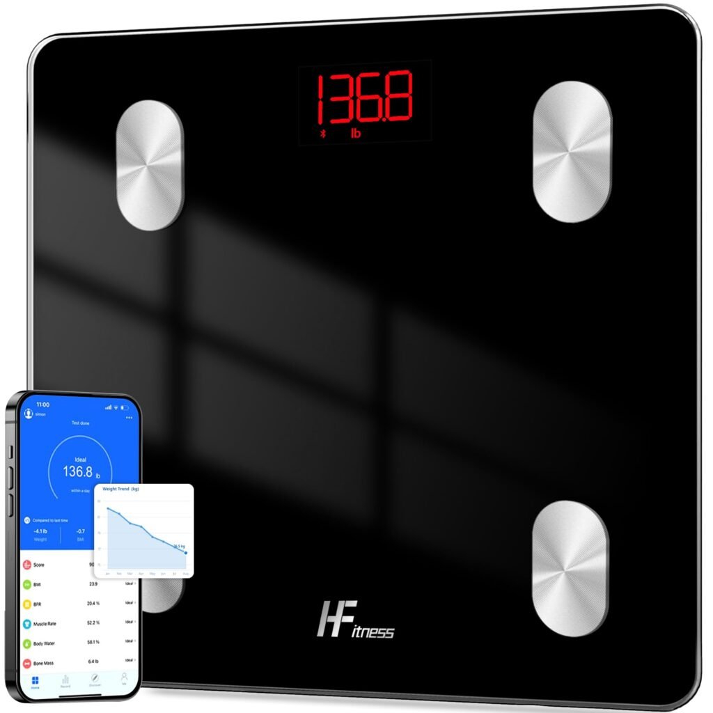 HomeFashion HFitness Báscula de Baño Inteligente con 19 Mediciones Corporales