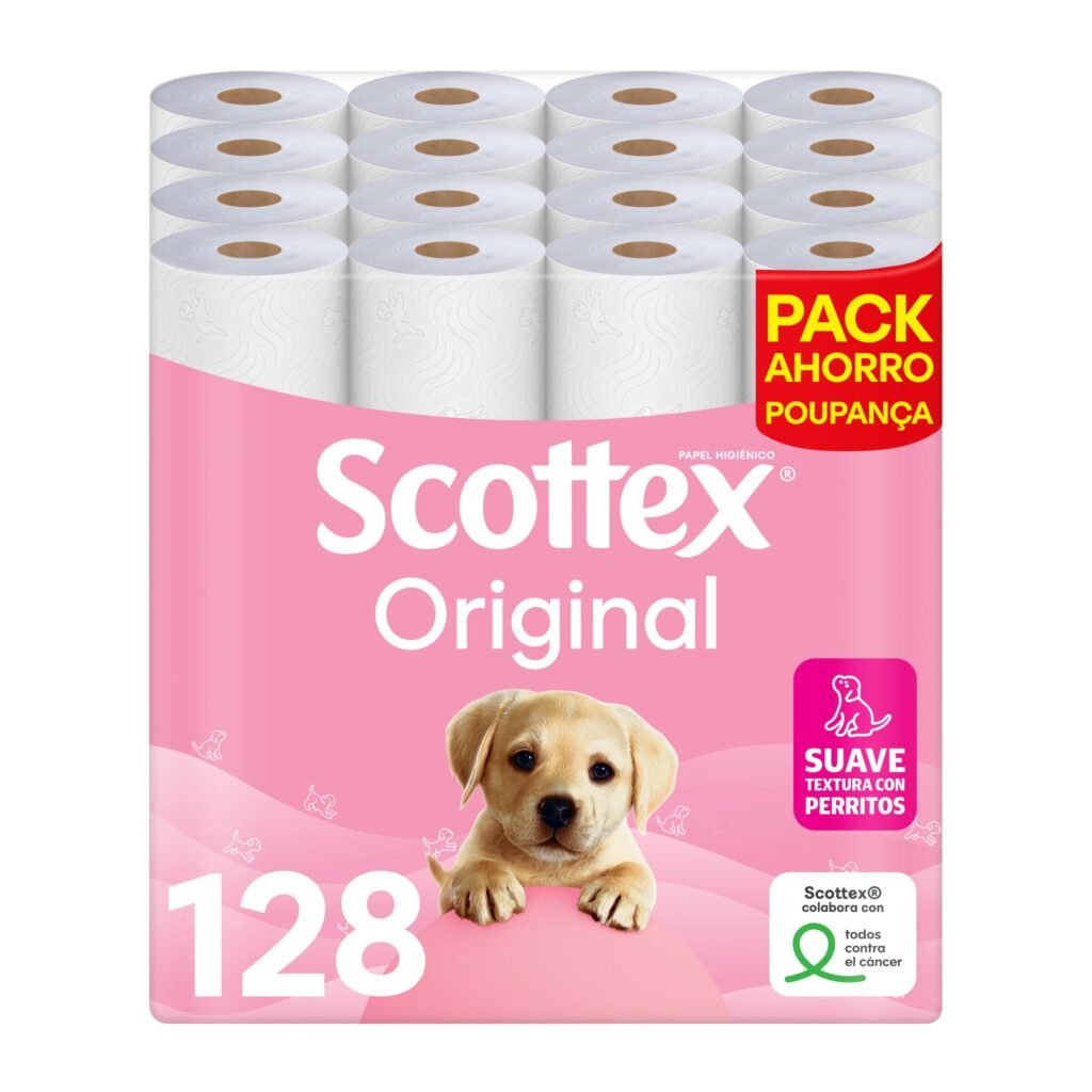 Scottex Original Papel higiénico, 128 rollos