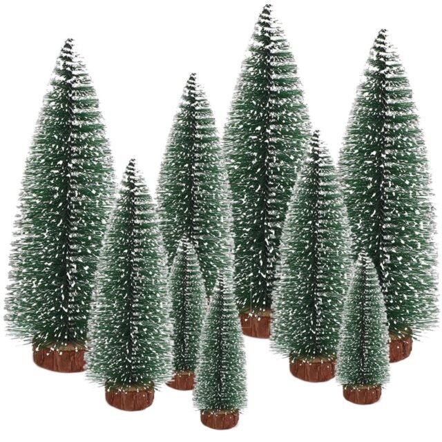 Mini Árbol de Navidad Miniatura Arbolitos de Navidad Artificial Pequeño con Bases de