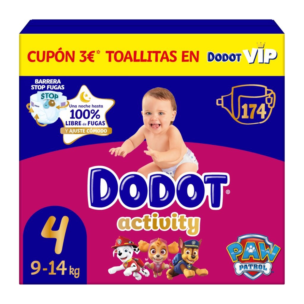 Dodot Pañales Bebé Activity Talla 4 (9-14 kg), 174 Pañales