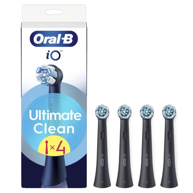 Oral-B iO Ultimate Clean Cabezales de Recambio Originales, Negro, Pack de 4