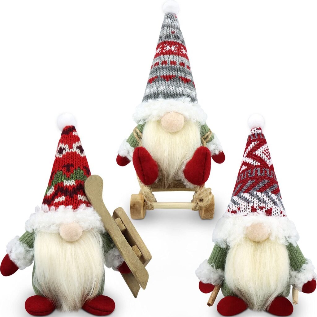 Gehydy Gnomo Navidad Decoración Juego de 3 Trineo Navideñas Christmas Decor para Hogar