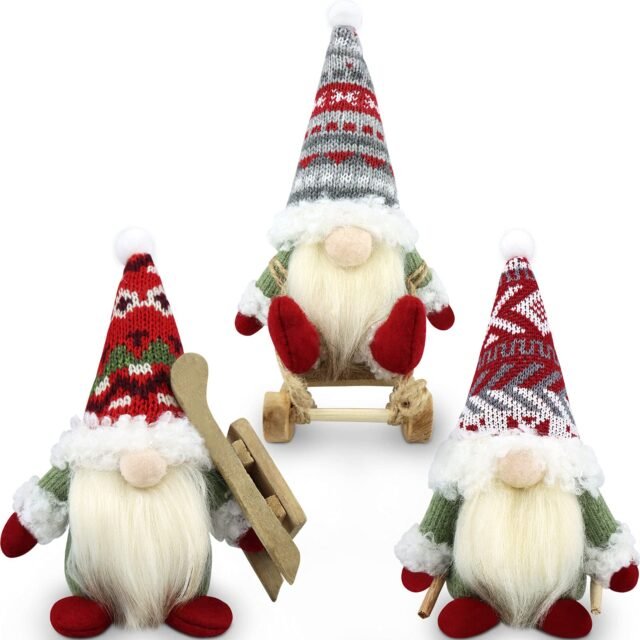 Gehydy Gnomo Navidad Decoración Juego de 3 Trineo Navideñas Christmas Decor para Hogar