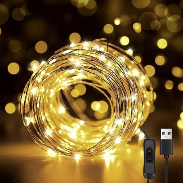 Hoteril Guirnalda Luces para Navidad de 12 Metros, 120 Luces LED USB, IP65