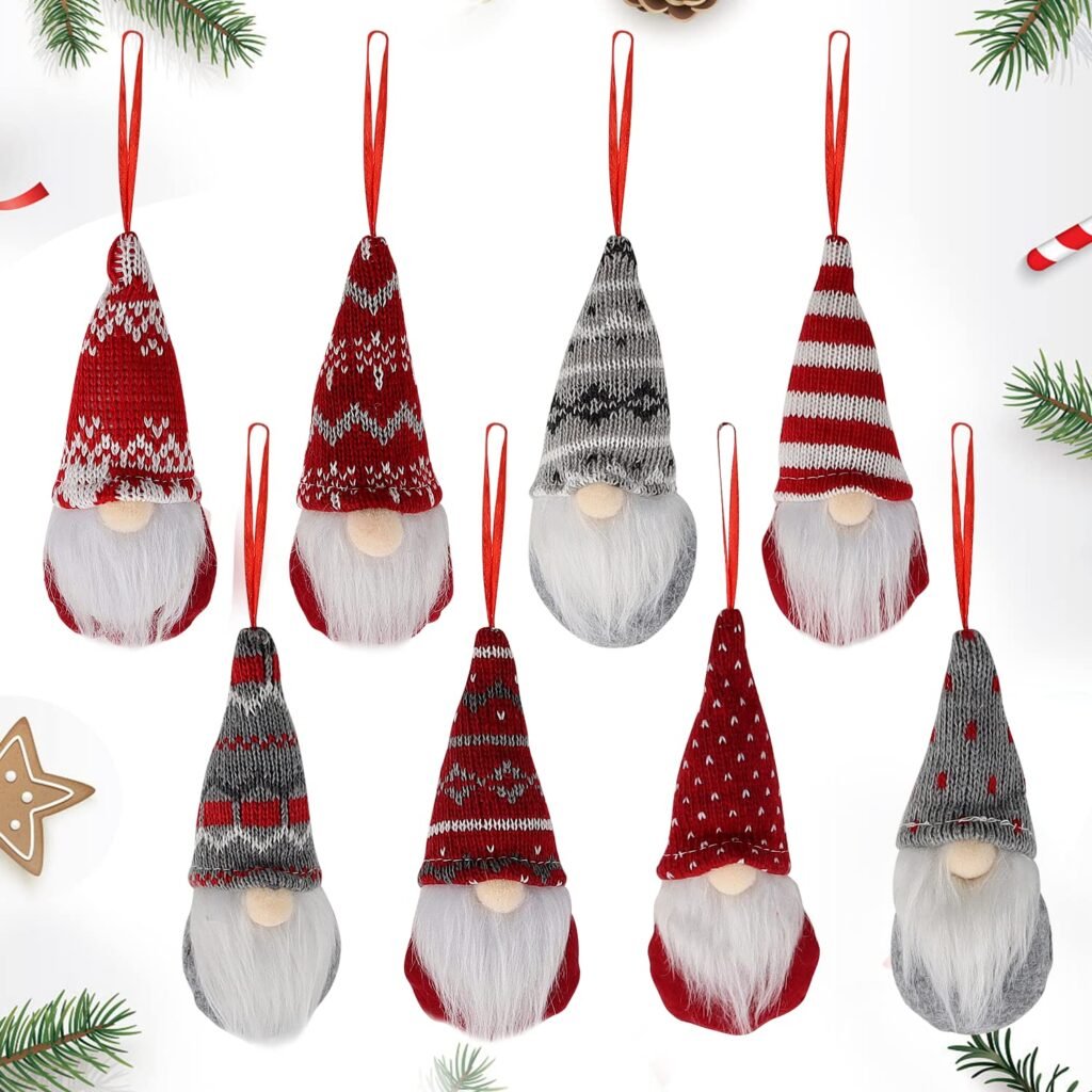 Juego de 8 Gnomos de Navidad, Decoración Navideña Sin Rostro, Gnomo, Adornos Navideños