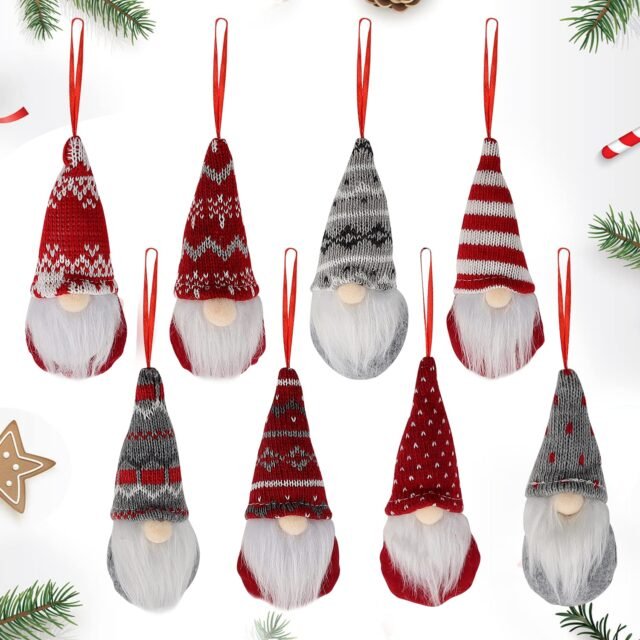 Juego de 8 Gnomos de Navidad, Decoración Navideña Sin Rostro, Gnomo, Adornos Navideños