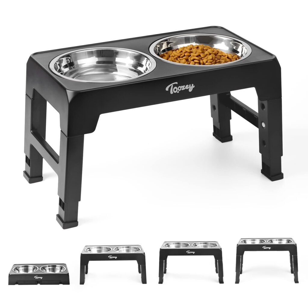 Toozey Comedero Elevado Perro con Tazones de Acero Inoxidable Dobles de 1