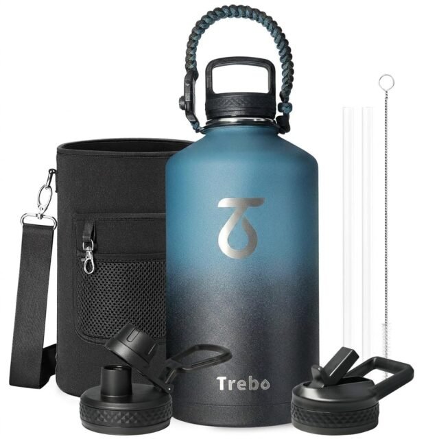 Trebo Botella de agua de un galón aislada con asa de paracaídas