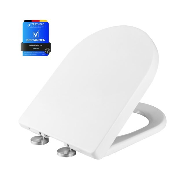 Ibergrif M41001 Tapa WC Forma D con Cierre Suave,Instalación Superior
