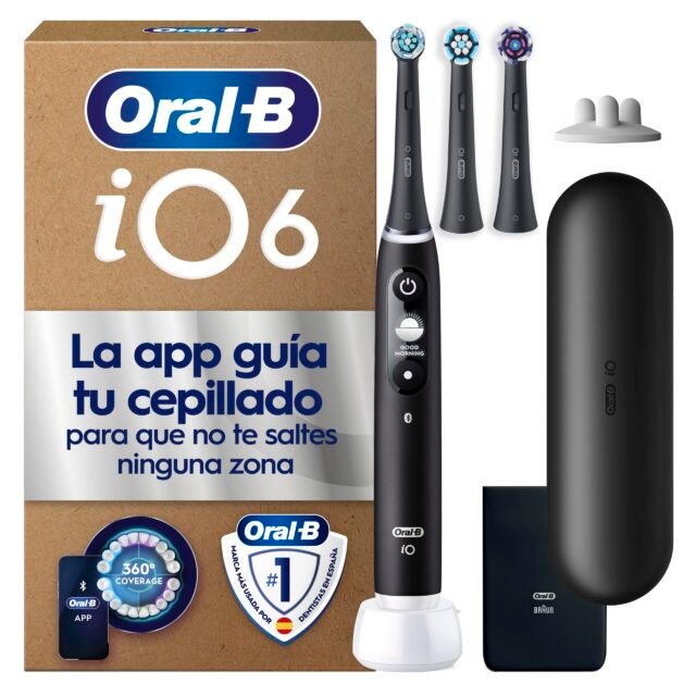 Oral-B iO 6 Cepillo de Dientes Eléctrico, con 3 Cabezales, Negro
