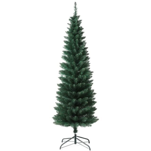 SOLAGUA Árbol de Navidad Slim Artificial Abeto Fino de Hoja Espumillón 150-210cm Arboles