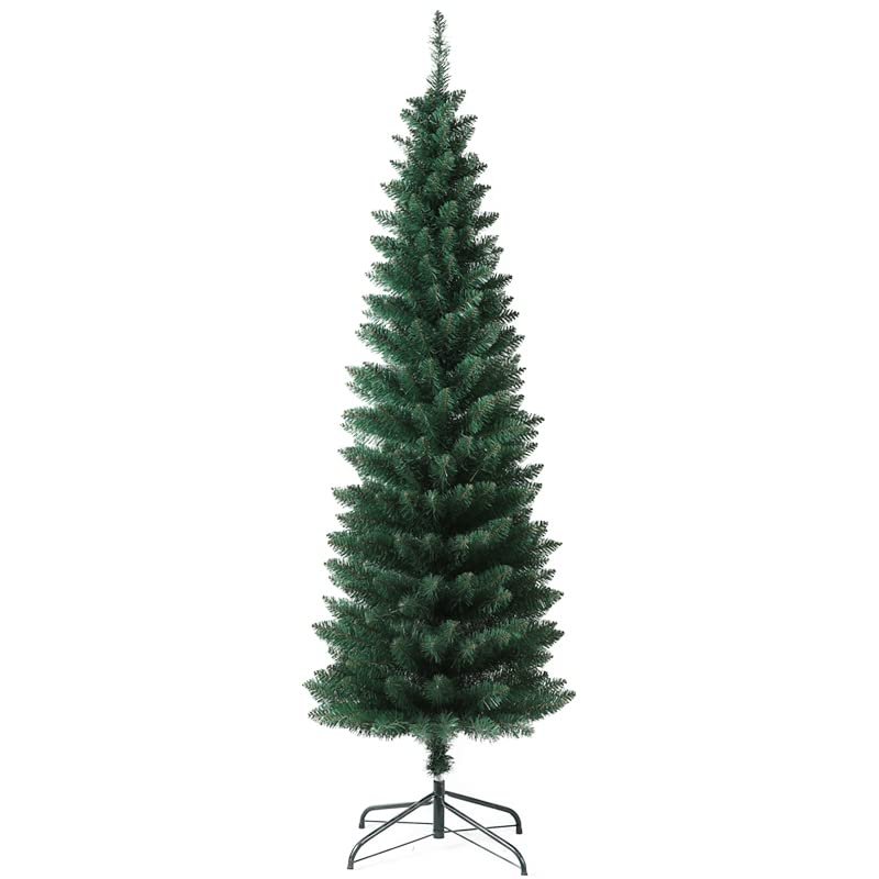 SOLAGUA Árbol de Navidad Slim Artificial Abeto Fino de Hoja Espumillón 150-210cm Arboles