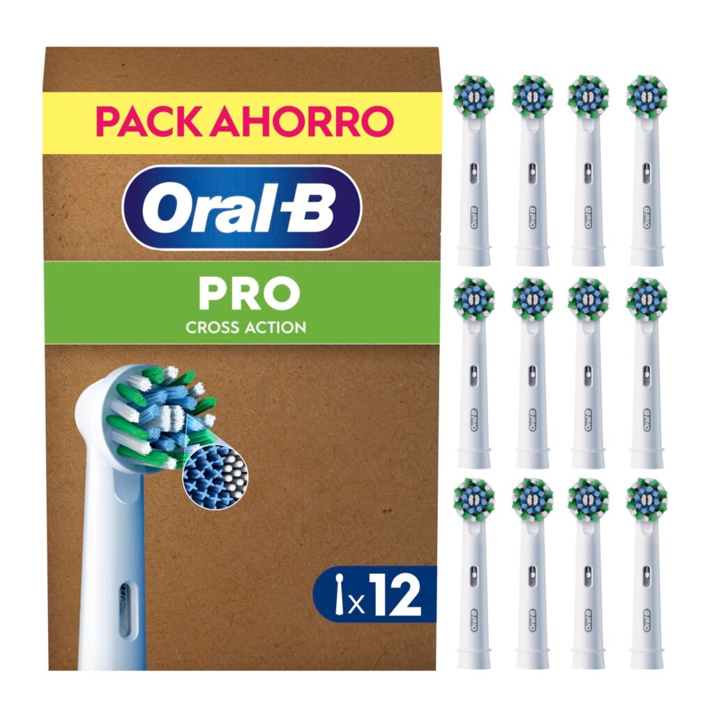 Oral-B Pro CrossAction Cabezales de Recambio Originales, Blanco, Pack de 12