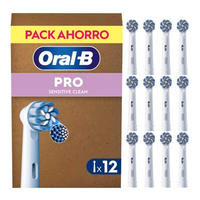 Oral-B Sensitive Clean Cabezales de Recambio Originales, Blanco, Pack de 12