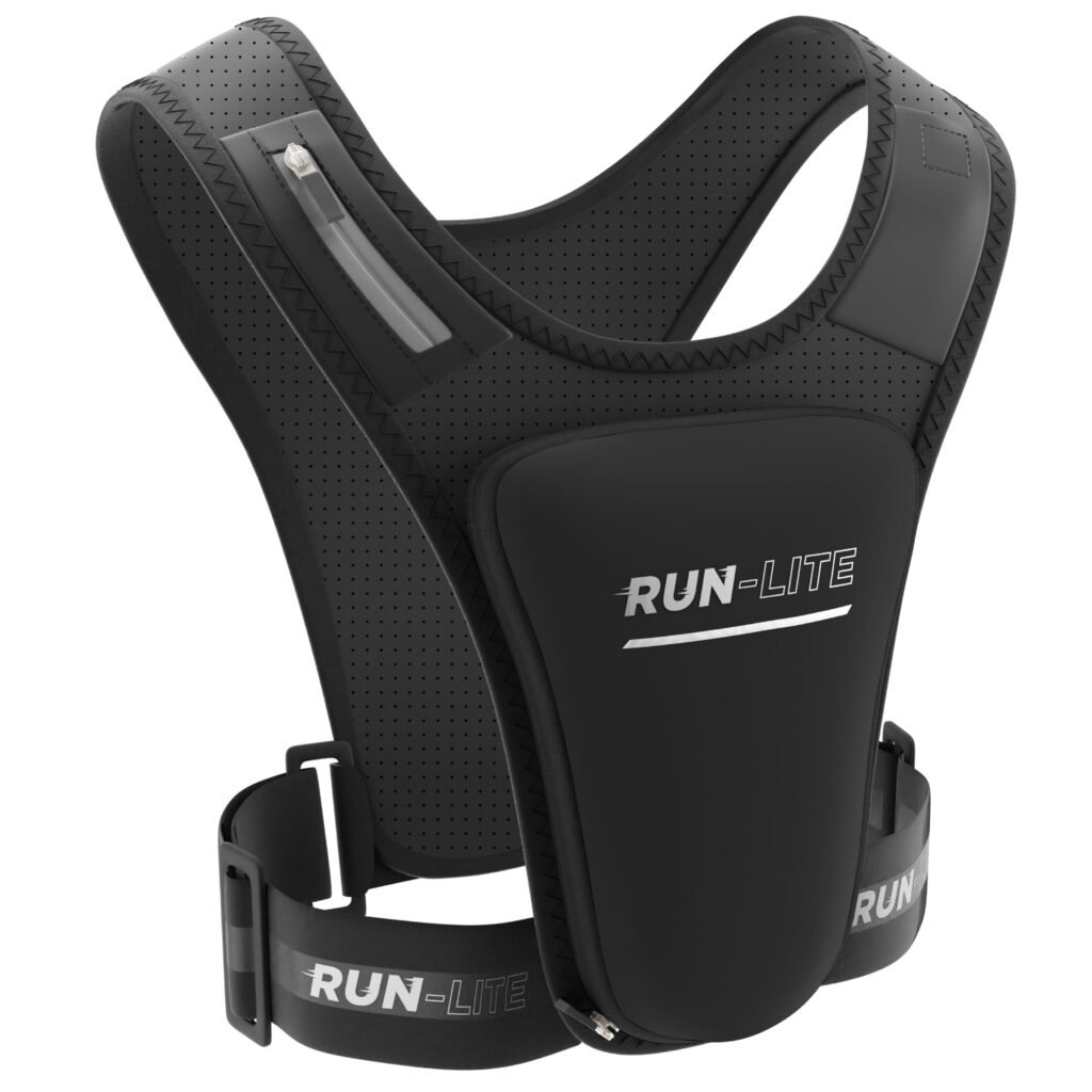 Chaleco Running Ajustable con Porta Móvil para Hombre y Mujer, Negro