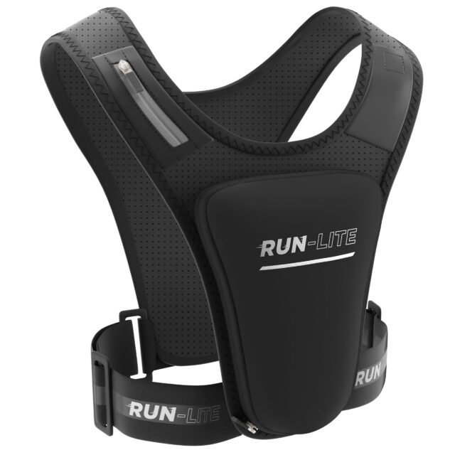 Chaleco Running Ajustable con Porta Móvil para Hombre y Mujer, Negro