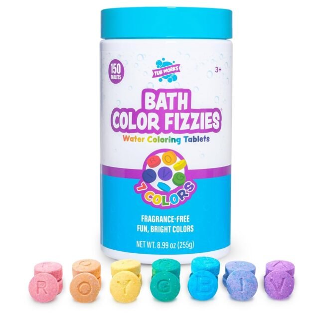 Tub Works® Pastillas Efervescentes de Colores, 150 Unidades, No Tóxico y sin Fragancias