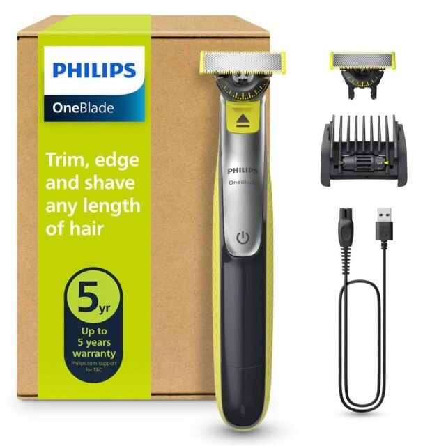 Philips OneBlade 360 - Maquinilla de Afeitar Híbrida, Barbero Eléctrico y Afeitadora