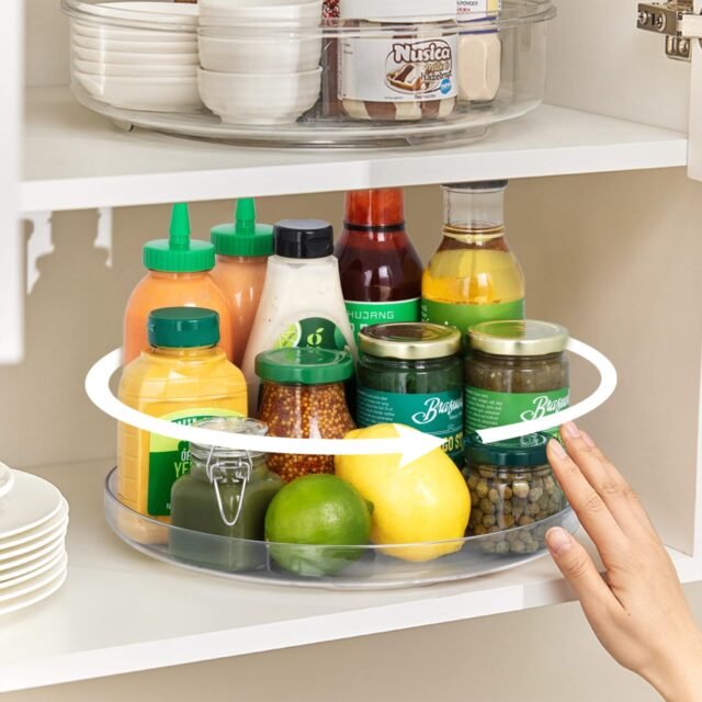 BillyBath Organizador de platos giratorios 360° Lazy Susan, estante para especias