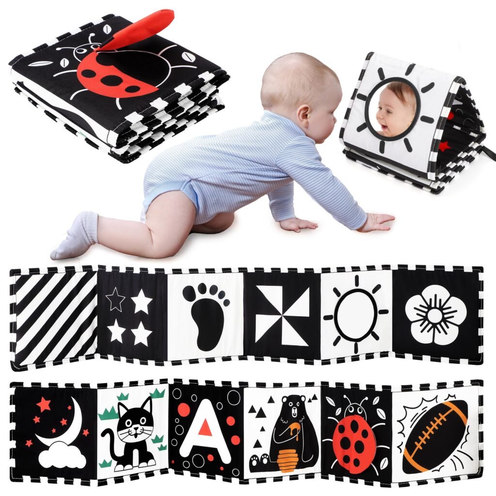 URMYWO Libro Bebé Blanco Y Negro, Tummy Time Bebé Montessori