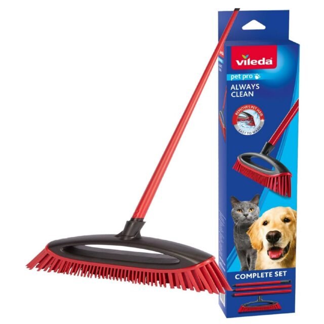 Vileda Escoba de Goma para pelos de Mascotas, Todo Tipo de Suelo