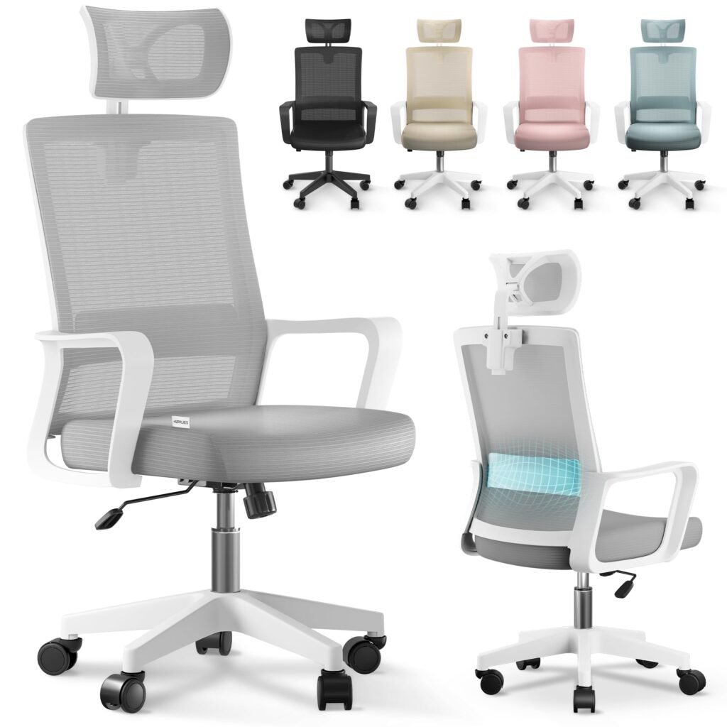 JUPPLIES Silla Escritorio Ergonomica - Silla Oficina Ajustable y Reclinable con Soporte