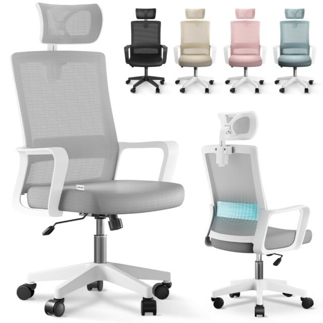 JUPPLIES Silla Escritorio Ergonomica - Silla Oficina Ajustable y Reclinable con Soporte