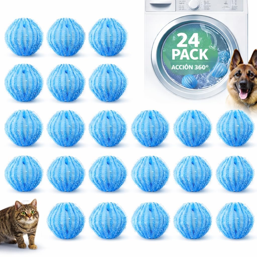 SILVERSTORE®️ 24 Bolas Atrapa Pelos para Lavadora - Atrapa Pelusa para Todo Tipo De