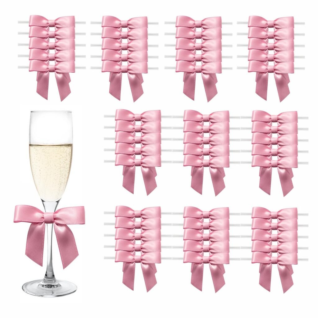 MORSUNBELA Lazos de Regalo pequeños para Regalo decoración Rosa Sucio