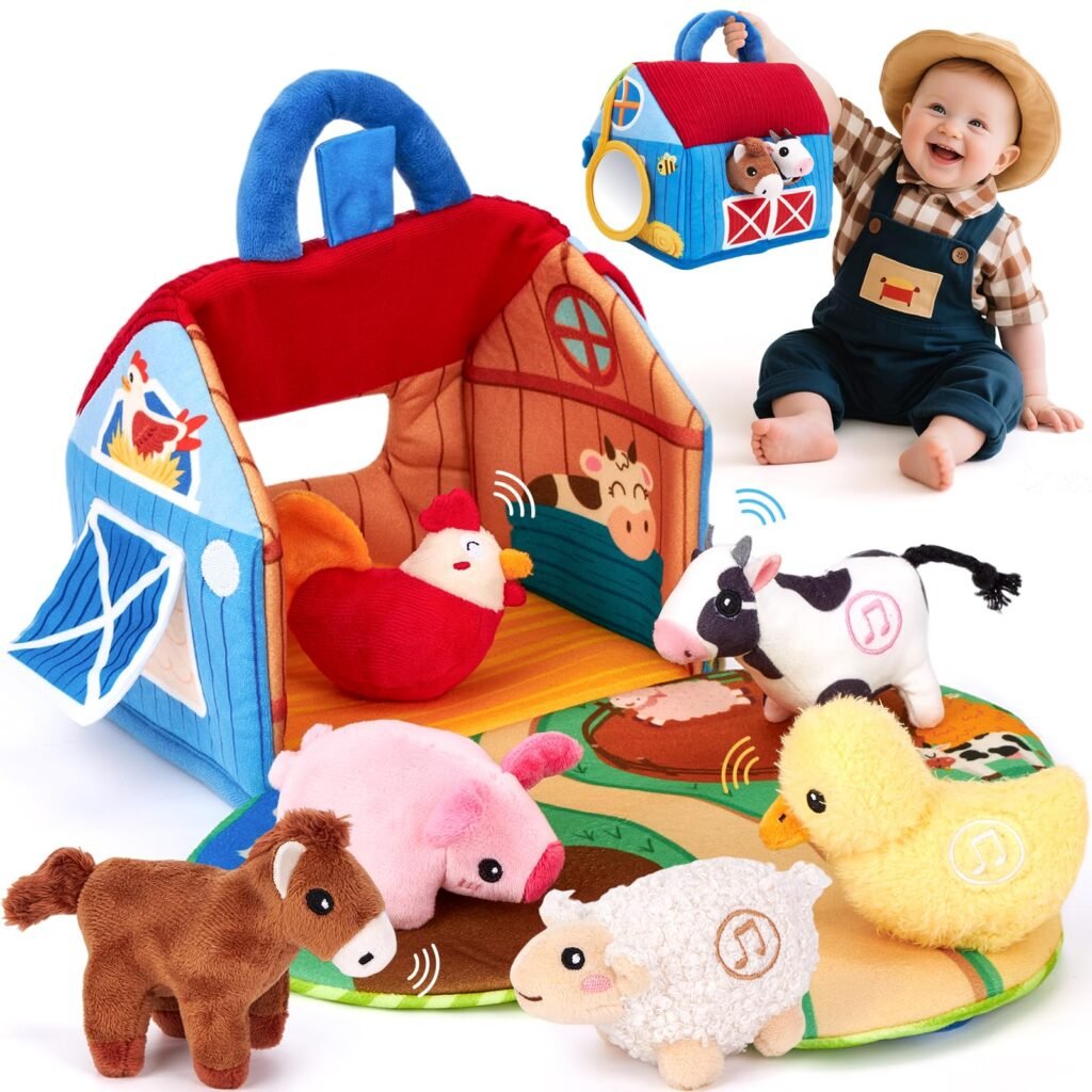 hahaland Juguetes Bebes 6-12 Meses, Granja Peluche Montessori Niños 1 año