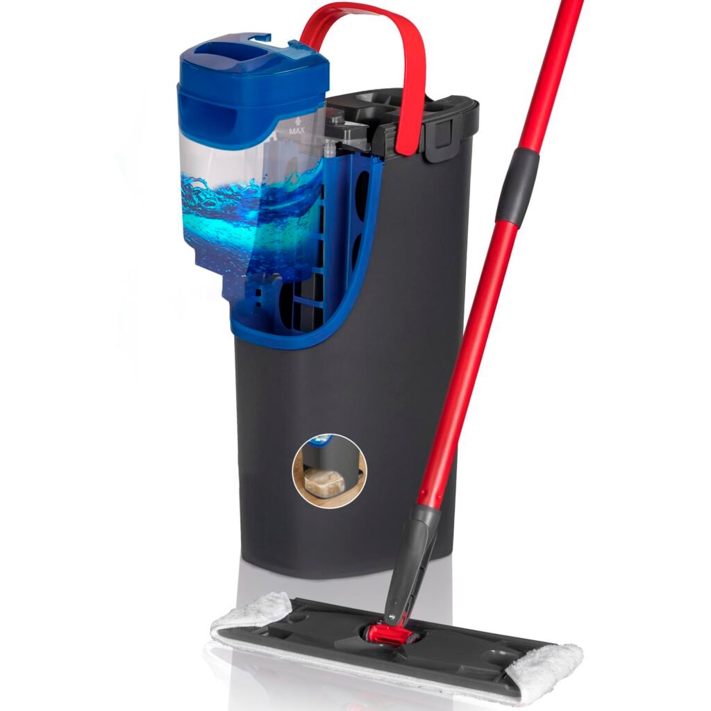 Vileda H2Pro Sistema de Mopa Plana, Microfibra Gris y Azul