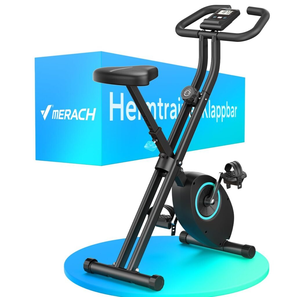 MERACH Bicicleta Estática Plegable, Bicicleta Estatica con Pantalla LCD