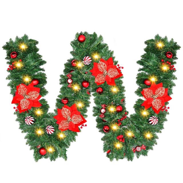 Guirnalda de Navideña, Guirnalda Navidad con Luces LED Impermeable