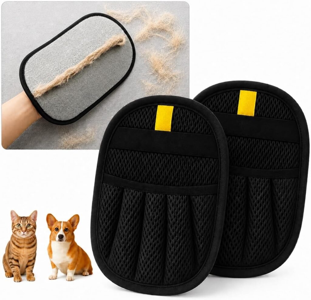 Pack of 2 Pet Hair Remover Gloves for Dogs and Cats