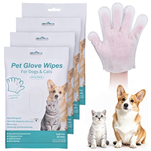 24 Piezas Guantes Lavar Perro Guantes Limpieza Hipoalergénicas Pet Wipes Guantes Cuidado