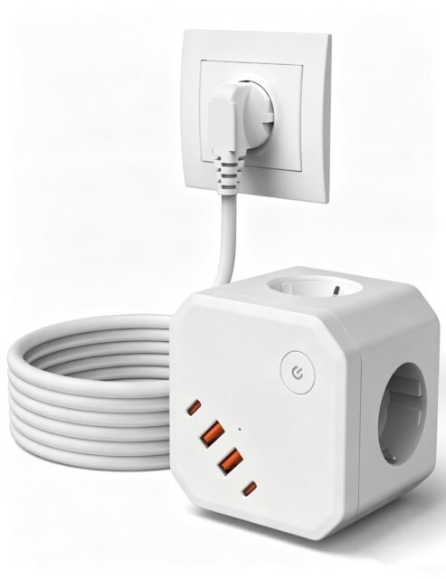 Regleta 8-en-1 con USB-C Carga Rápida 20W y Protección Sobretensión