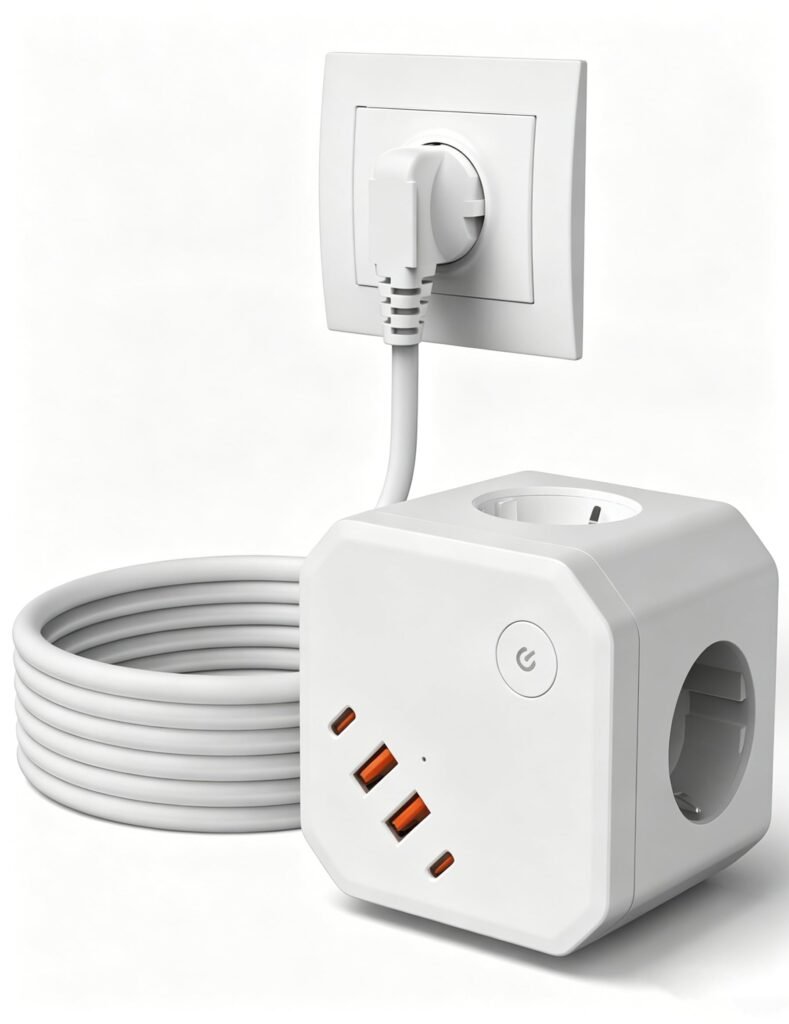 Regleta 8-en-1 con USB-C Carga Rápida 20W y Protección Sobretensión