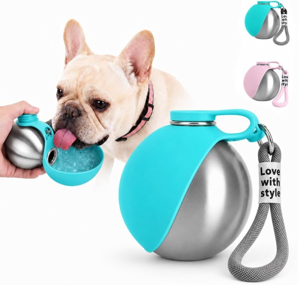 Bebedero Perro portatil. 304 Acero Inoxidable, Antiderrames 285ml