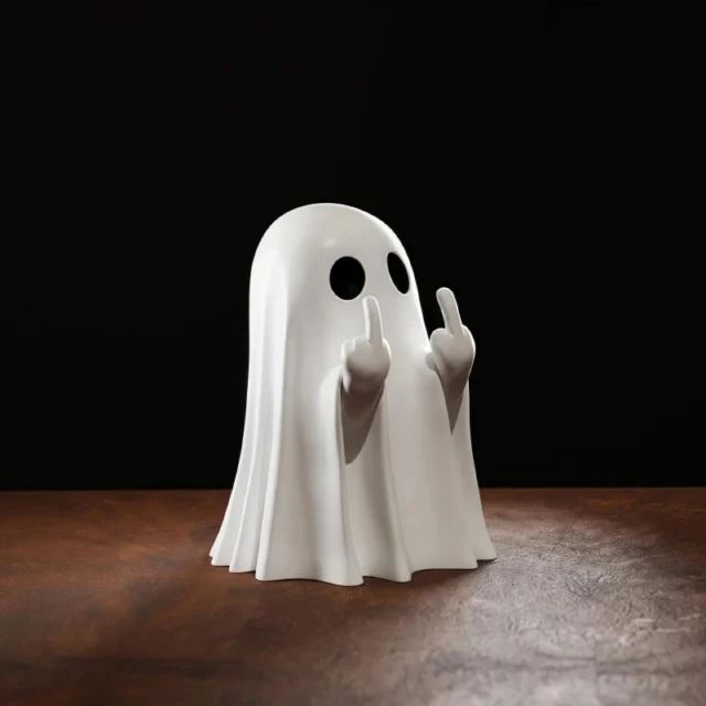 Estatua de fantasma con gesto, decoración de Halloween