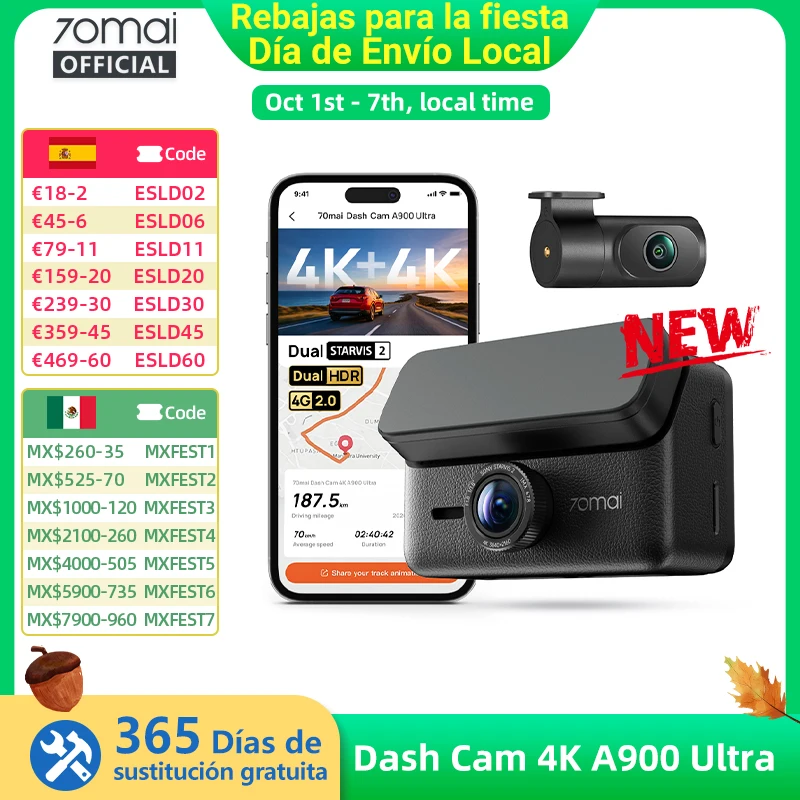 70mai Dash Cam Dual A900 Ultra Set — IMX678 dual