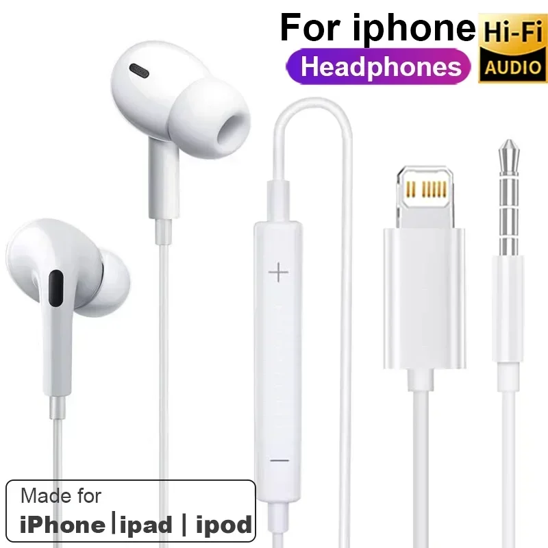 Auriculares Lightning para iPhone, intrauditivos con cable