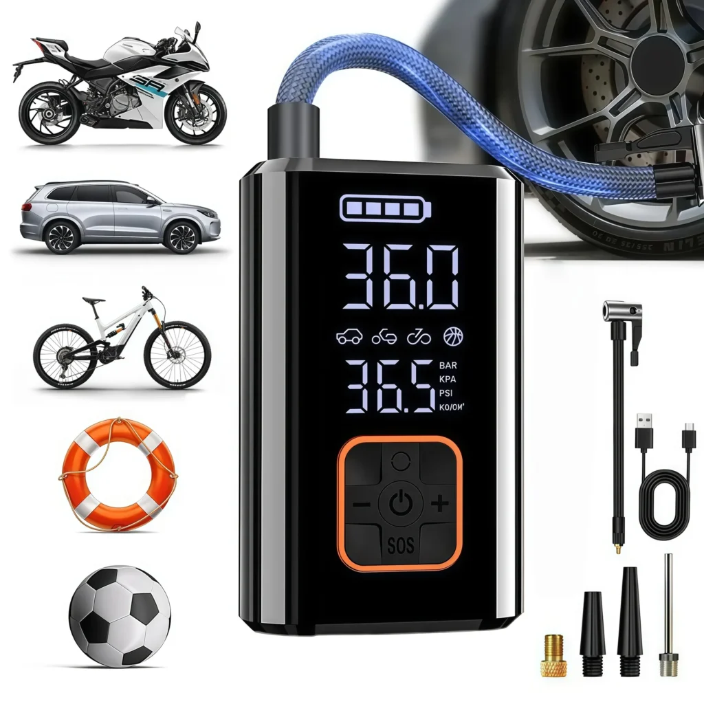 Inflador de neumáticos eléctrico inalámbrico portátil